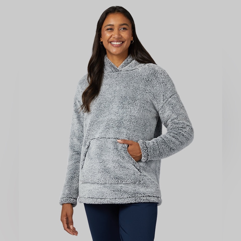 32 degrees Sherpa Pullover Hoodie XXL Black Heathered Gray Marled